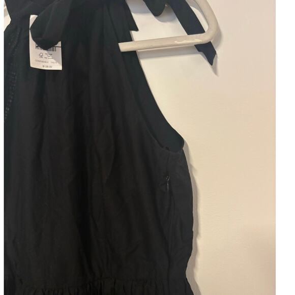 NWT J.Crew Tie Neck Midi Dress With Eyelet Dress Black Size 10 - Picture 7 of 10